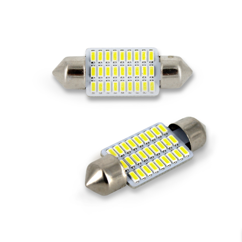 Set 2 becuri auto Carguard cu 27 leduri SMD 12V 36mm C5W alb sofit