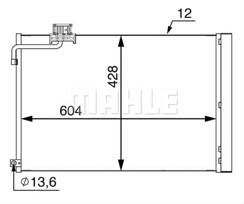 Condensator climatizare, Radiator AC Mercedes C-Klasse (W204) 2007-2014, Cls-Klasse (C218) 2011-, E Klasse (W212) 2009-2016, Slk/Slc-Klasse (R172) 2011-, Sl-Klasse (R231) 2011-, Sls (C197) 2009-, 645(615)x430x12mm, MAHLE AC51000S