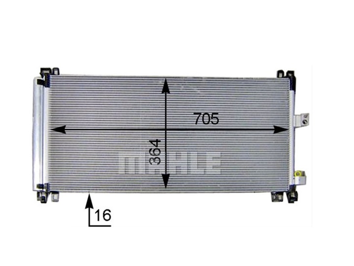 Condensator climatizare, Radiator AC Citroen C5 2008-, C6 2005-2012; Peugeot 407 2004-2011, 508 2010-, 745(700)x365x16mm, MAHLE AC597000P