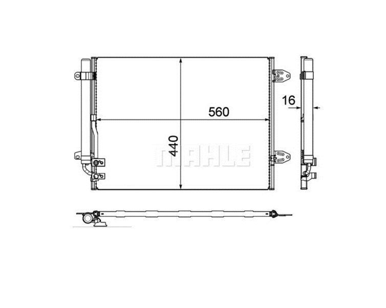 Condensator climatizare, Radiator AC Volkswagen Cc 2012-, Passat (B7) 2010-2015, 610(570)x440x16mm, MAHLE AC733000P