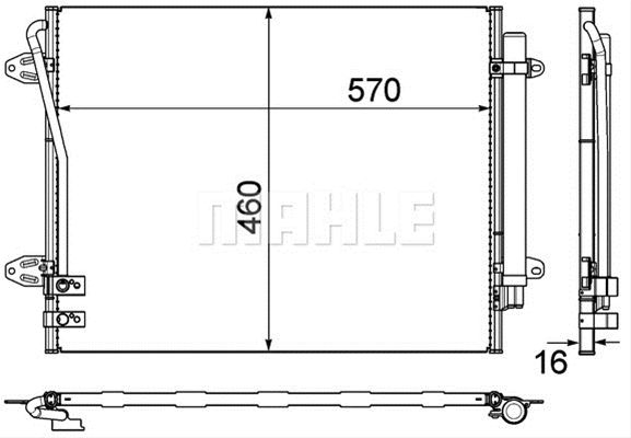 Condensator climatizare, Radiator AC Volkswagen Cc 2012-, Passat (B7) 2010-2015, Passat Cc 2008-2012, 610(570)x460x16mm, MAHLE AC734000P