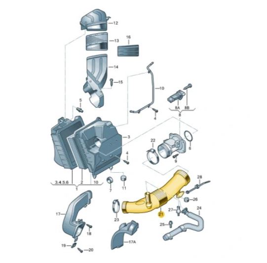 Furtun filtru aer, tubulatura filtru Audi A4 2000-2004, diametru 78/30/65/23 mm, plastic, RapidAuto 1325PF-1