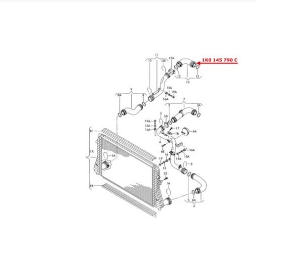 Furtun intercooler, supraalimentare, cauciuc, RapidAuto 1331PT-1