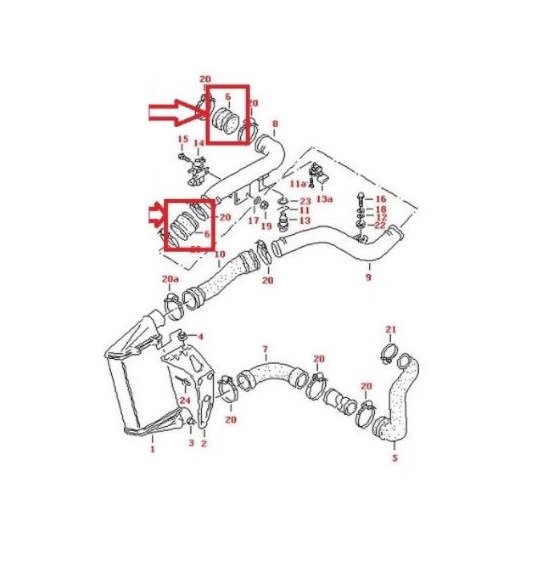 Furtun intercooler, supraalimentare Audi A4 2000-2004, A4 1994-2000, A6 2001-2004; Skoda Superb 2002-2008; Vw Passat (B5) 2000-2005, Passat (B5) 1997-2000, diametru 48/48 mm, cauciuc, RapidAuto 1334PT-3