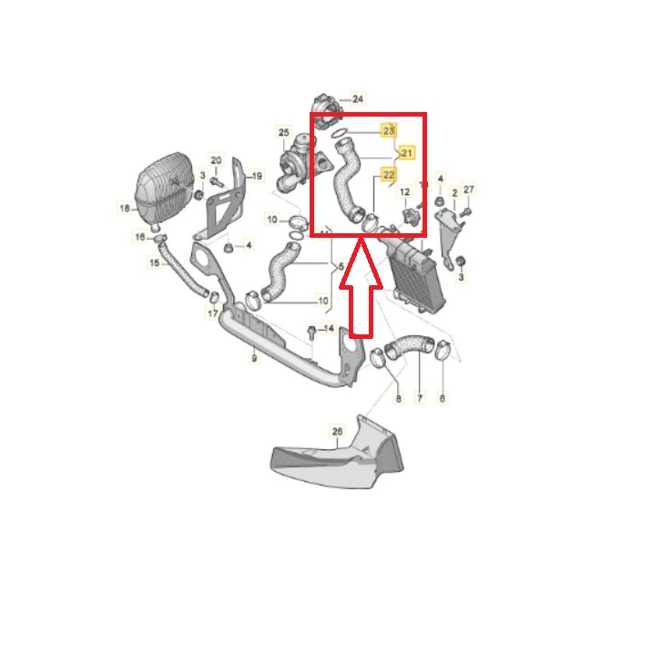 Furtun intercooler, supraalimentare Audi A4 2004-2007, diametru 54 mm, cauciuc, RapidAuto 1335PT-2