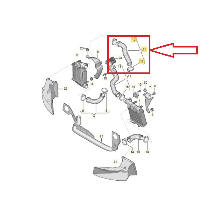 Furtun intercooler, supraalimentare Audi A4 2004-2007, diametru 54/54 mm, cauciuc, RapidAuto 1335PT-3