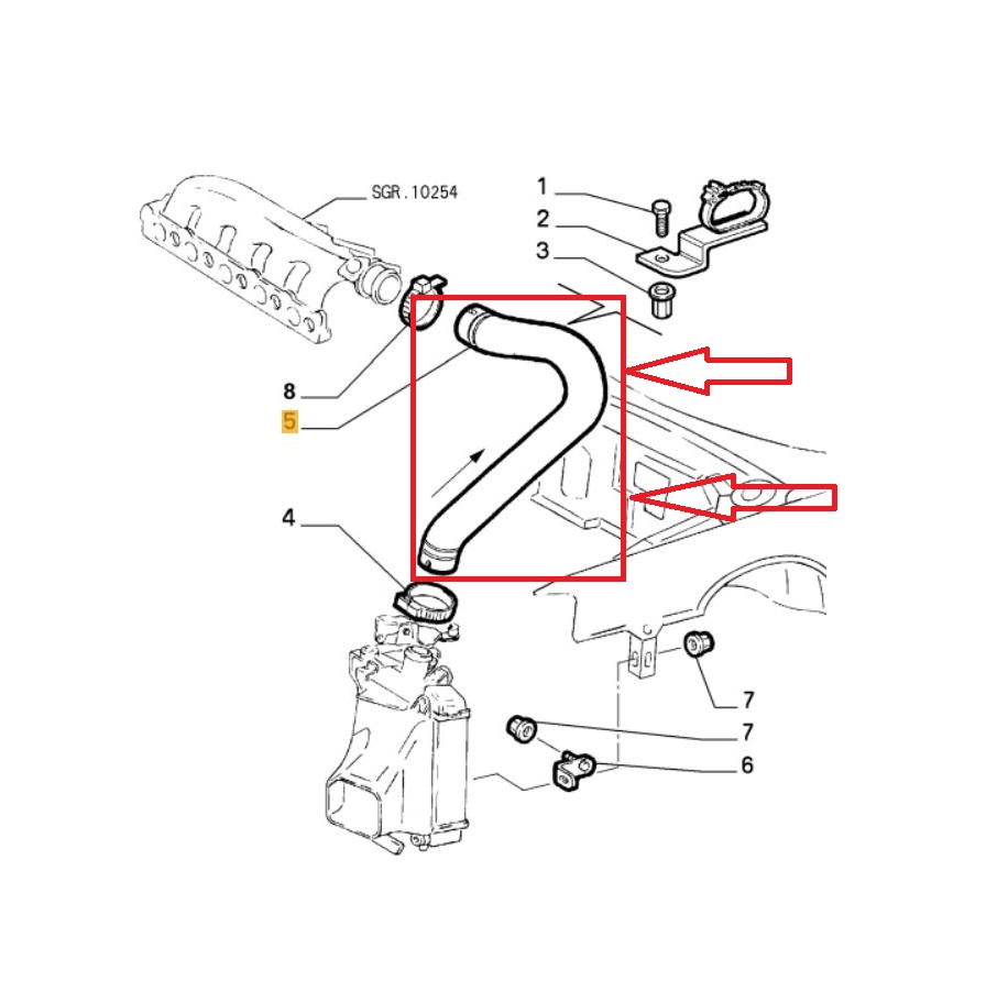 Furtun intercooler, supraalimentare Alfa Romeo 156 1997-2006, diametru 50/50 mm, cauciuc, RapidAuto 1408PT-2