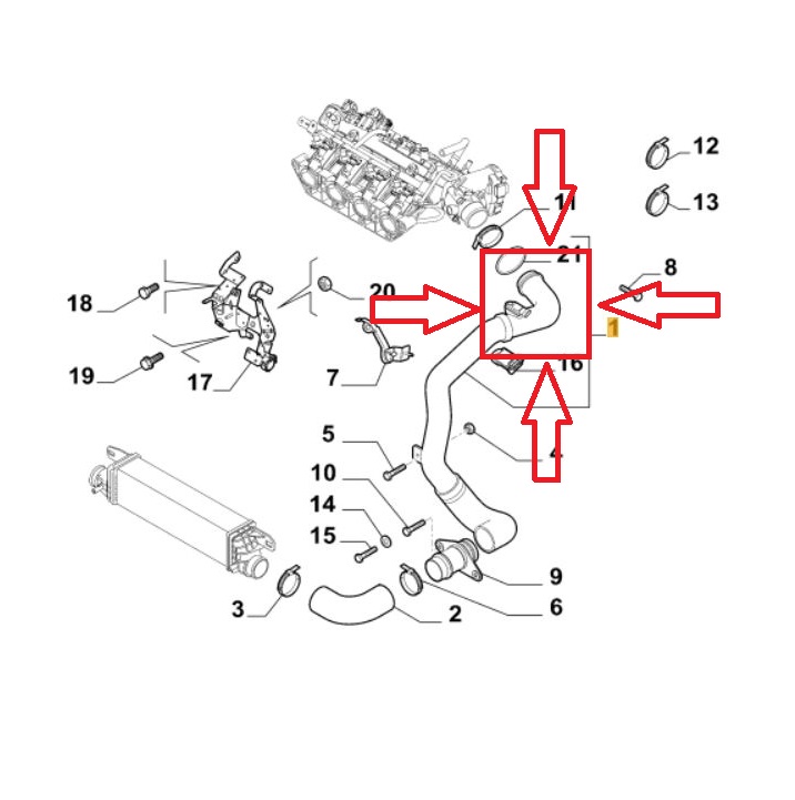 Furtun intercooler, supraalimentare Alfa Romeo Giulietta (940) 2010-, diametru 56 mm, cauciuc, RapidAuto 1421PT-2