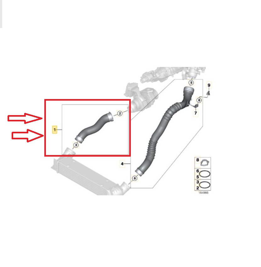 Furtun intercooler, supraalimentare Bmw Seria 1 E87/E88/E81/E82 2004-2011, Seria 3 E90/E91/92/93 2005-2013, X1 E84 2009-2015, cauciuc, RapidAuto 2001PT-3