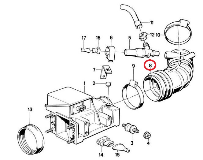 Furtun filtru aer, tubulatura filtru Bmw Seria 3 E30, 81-1993, diametru 68/70 mm, plastic, RapidAuto 2005PF-1