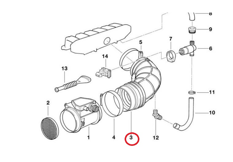 Furtun filtru aer, tubulatura filtru Bmw Seria 3 E36 1991-1998, diametru 70/70 mm, plastic, RapidAuto 2007PF-3