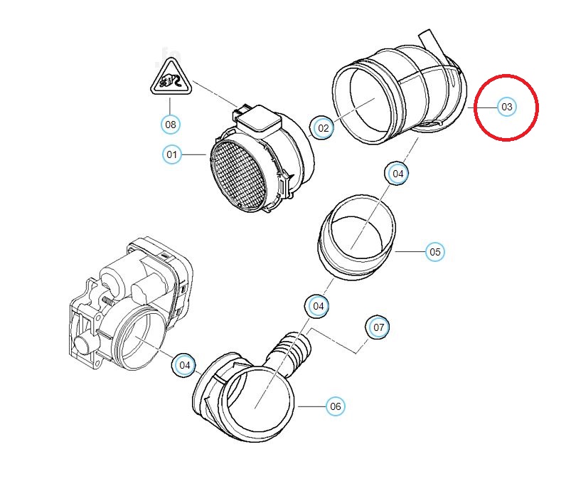 Furtun filtru aer, tubulatura filtru Bmw Seria 3 E46 1998-2006, Z3 E36/7/8 1995-2003, cauciuc, RapidAuto 2008PF-2