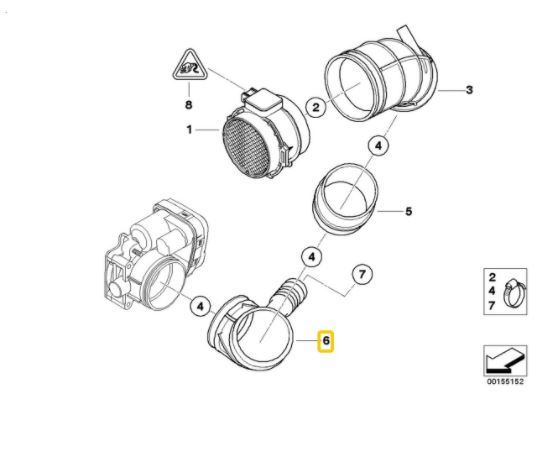 Furtun filtru aer, tubulatura filtru Bmw Seria 3 E46 1998-2006, Z3 E36/7/8 1995-2003, diametru 25/80/80 mm, cauciuc, RapidAuto 2008PF-3