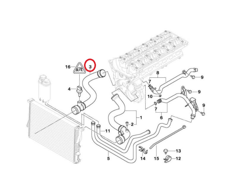 Furtun radiator Bmw Seria 5 E39 1995-2003, cauciuc, RapidAuto 2016PW-1