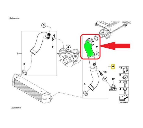 Furtun intercooler, supraalimentare Bmw Seria 5 E60/E61 2003-2010, diametru 55 mm, cauciuc, RapidAuto 2017PT-10