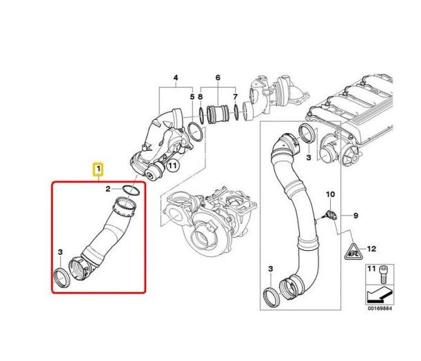 Furtun intercooler, supraalimentare Bmw Seria 5 E60/E61 2003-2010, cauciuc, RapidAuto 2017PT-4