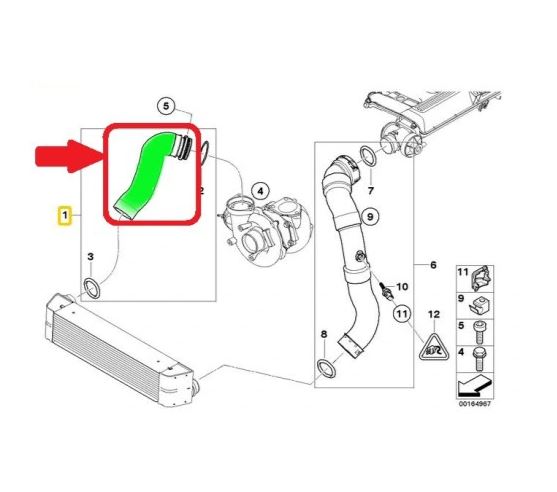 Furtun intercooler, supraalimentare Bmw Seria 5 E60/E61 2003-2010, diametru 48 mm, cauciuc, RapidAuto 2017PT-6