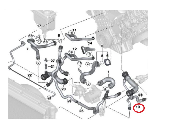 Furtun radiator Bmw Seria 5 E60/E61 2003-2010, Seria 6 E63/E64 2004-2011, X5 E70 2007-2013, cauciuc, RapidAuto 2017PW-1