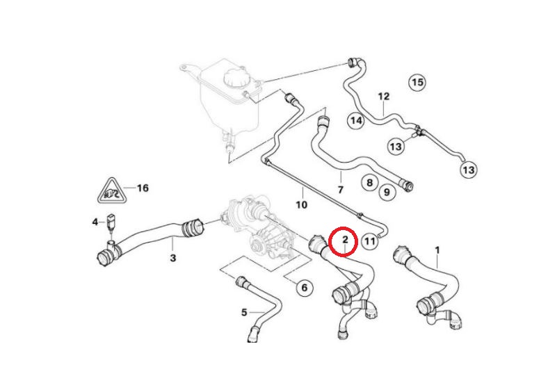 Furtun radiator Bmw Seria 5 E60/E61 2003-2010, Seria 6 E63/E64 2004-2011, cauciuc, RapidAuto 2030PW-1