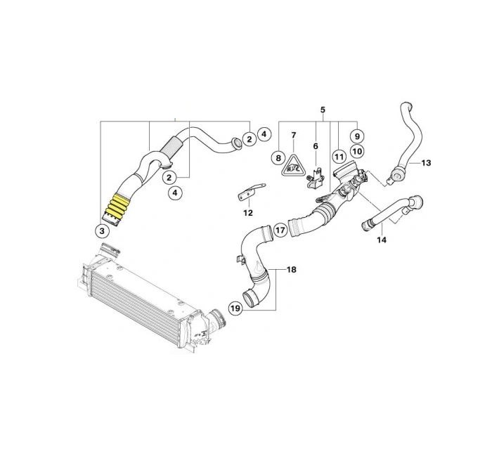 Furtun intercooler, supraalimentare Bmw Seria 3 E90/E91/92/93 2005-2013, diametru 62 mm, silicon, RapidAuto 2040PT-6