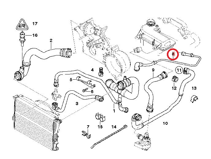 Furtun radiator Bmw X5 E53 2000-2007, cauciuc, RapidAuto 2050PW-1