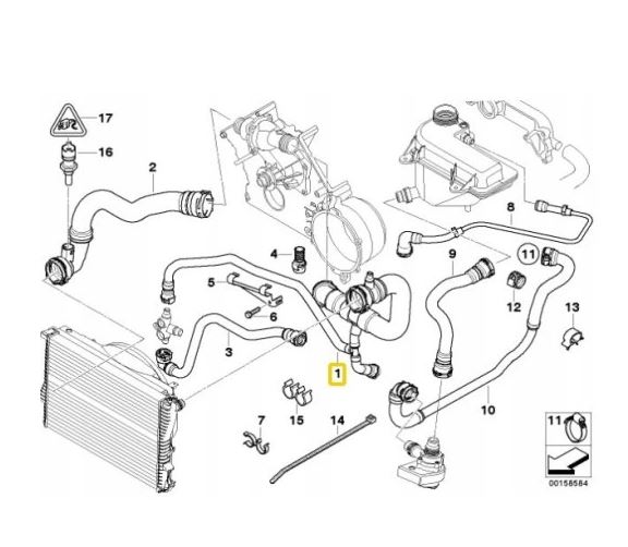 Furtun radiator Bmw X5 E53 2000-2007, cauciuc, RapidAuto 2050PW-4