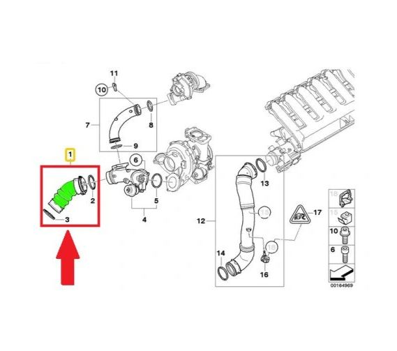 Furtun intercooler, supraalimentare Bmw X3 E83 2004-2011, cauciuc, RapidAuto 2055PT-4