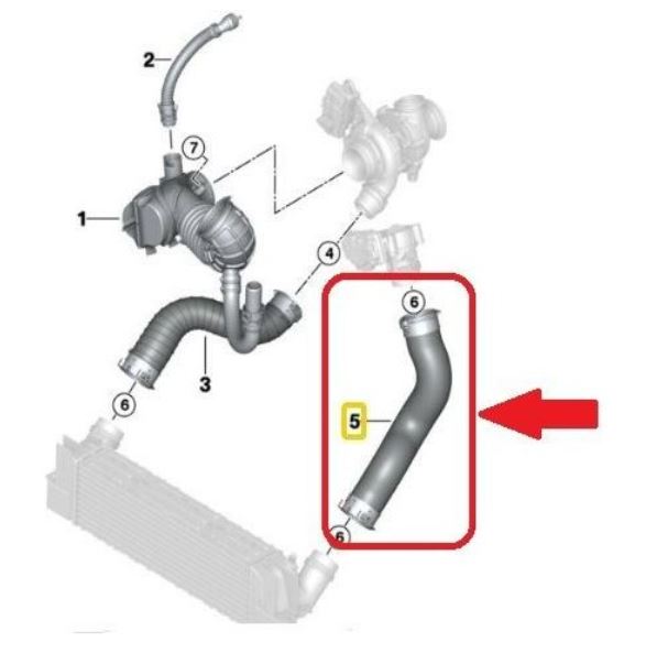 Furtun intercooler, supraalimentare Bmw Seria 1 F20/21 2011-2019, Seria 3 F30/31 2011-, X3 F25 2010-, cauciuc, RapidAuto 20C1PT-1