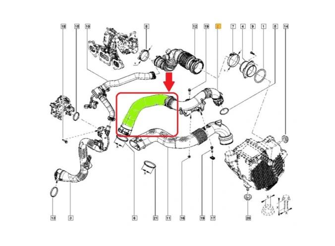 Furtun intercooler, supraalimentare Nissan Juke 2010-, Pulsar 2014-, diametru 55 mm, silicon, RapidAuto 27L2PT-1