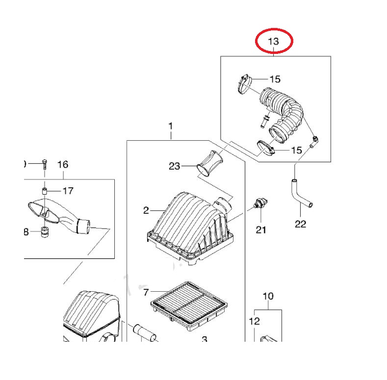 Furtun filtru aer, tubulatura filtru Chevrolet Matiz Ii 2001-2005; Daewoo Matiz I (Pl) 1998-2010, diametru 48/55/10 mm, plastic, RapidAuto 2902PF-1