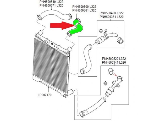 Furtun intercooler, supraalimentare Land Rover Range Rover Sport 2005-2013, diametru 45/55 mm, cauciuc, RapidAuto 4334PT-1