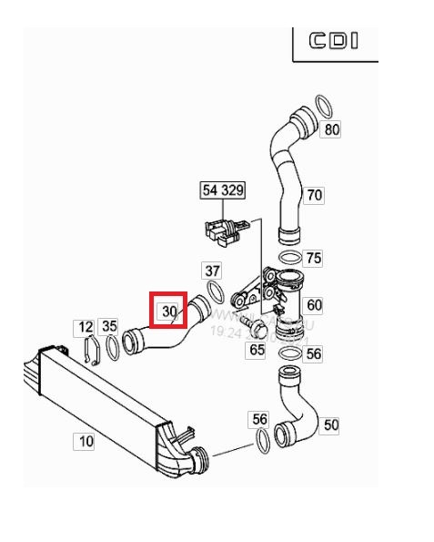 Furtun intercooler, supraalimentare Mercedes C-Class (W203) 2000-2007, C-Sportcoupe (Cl203) 2000-2008, cauciuc, RapidAuto 5000PT-3