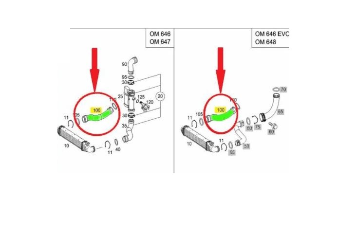 Furtun intercooler, supraalimentare Mercedes E-Class (W211) 2002-2009, cauciuc, RapidAuto 5016PT-7