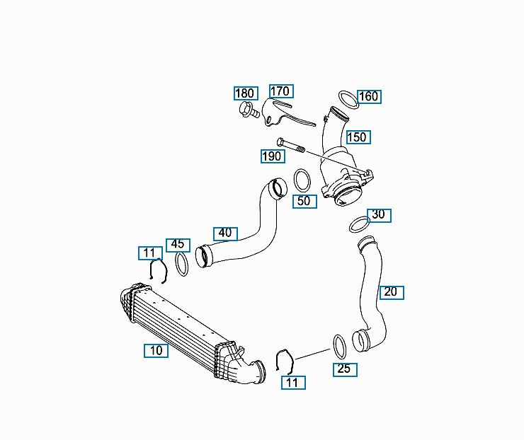 Furtun intercooler, supraalimentare Mercedes Cls-Class (C219) 2004-2011, E-Class (W211) 2002-2009, cauciuc, RapidAuto 5034PT-1