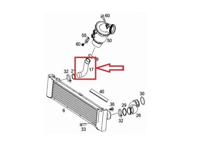 Furtun intercooler, supraalimentare Mercedes Vito/Viano (W639) 2003-2014, silicon, RapidAuto 5040PT-1