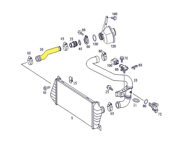 Furtun intercooler, supraalimentare Mercedes Sprinter 2000-2006, diametru 48/65 mm, cauciuc, RapidAuto 5062PT-1