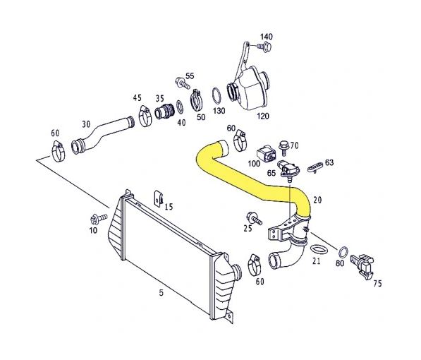 Furtun intercooler, supraalimentare Mercedes Sprinter 2000-2006, diametru 63/63 mm, cauciuc, RapidAuto 5062PT-3