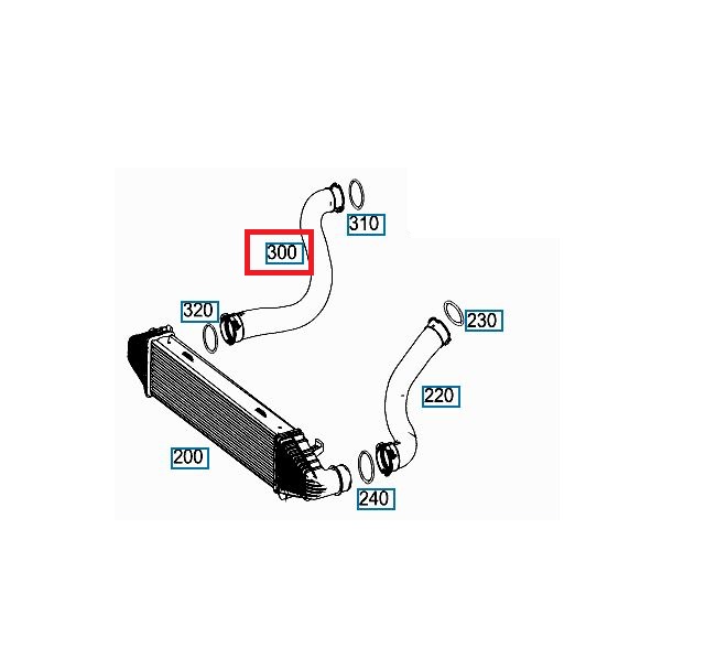 Furtun intercooler, supraalimentare Mercedes C-Class (W204) 2007-2014, E Class (W212) 2009-2016, E Coupe (C207) 2009-, cauciuc, lung, RapidAuto 5070PT-1