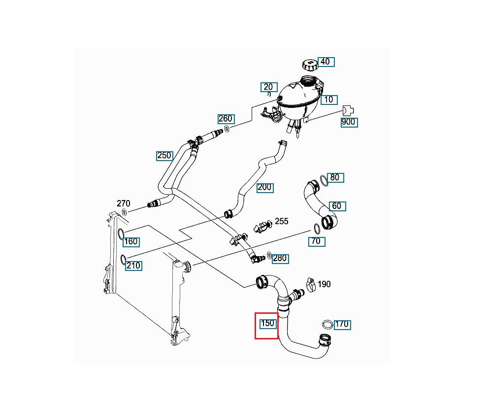 Furtun radiator Mercedes C-Class (W204) 2007-2014, cauciuc, RapidAuto 5070PW-4