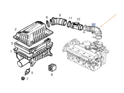 Furtun filtru aer, tubulatura filtru Opel Astra F 1991-2002, Calibra, 90-1997, Vectra A, 88-1995, Vectra B 1995-1999, Vectra B 1999-2002, diametru 63/63/13 mm, cauciuc, RapidAuto 5517PF-2