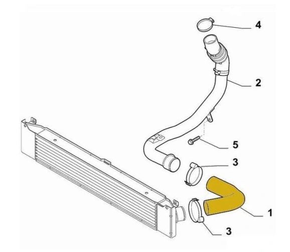 Furtun intercooler, supraalimentare Citroen Jumper 2006-2014; Fiat Ducato 2006-2014; Peugeot Boxer 2006-2014, diametru 53/53 mm, cauciuc, RapidAuto 5770PT-1