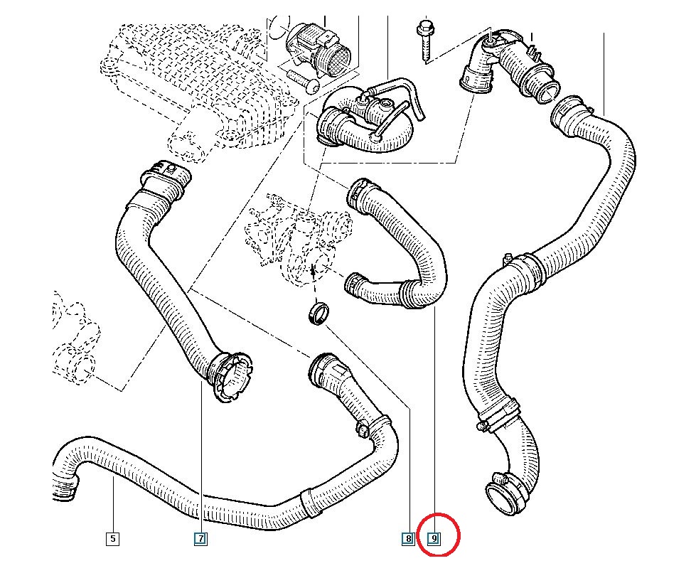 Furtun filtru aer, tubulatura filtru Dacia Logan 2004-2008, Logan 2008-2012, Sandero 2008-2012; Renault Clio 2005-2013, Clio 1998-2012, Kangoo 2003-2008, Thalia 2008-2013, Thalia/Symbol 1999-2008, cauciuc, RapidAuto 6060PF-1