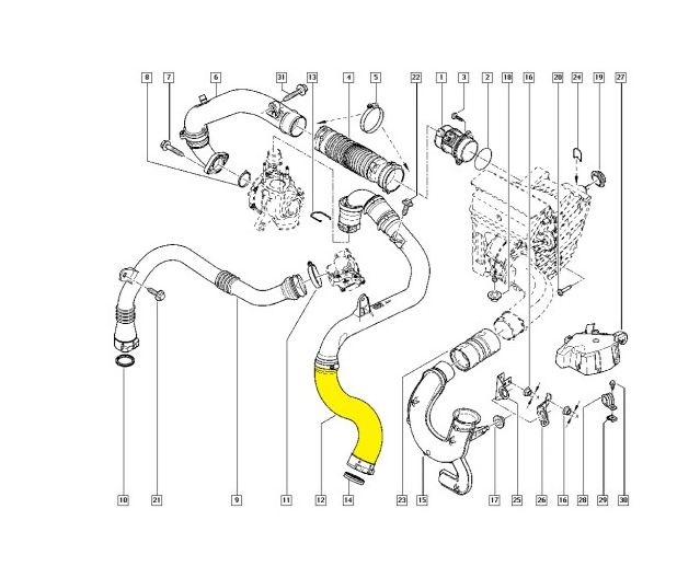 Furtun intercooler, supraalimentare Renault Megane 2008-2016, Scenic/Grand Scenic 2009-2016, diametru 58 mm, silicon, RapidAuto 6073PT-1