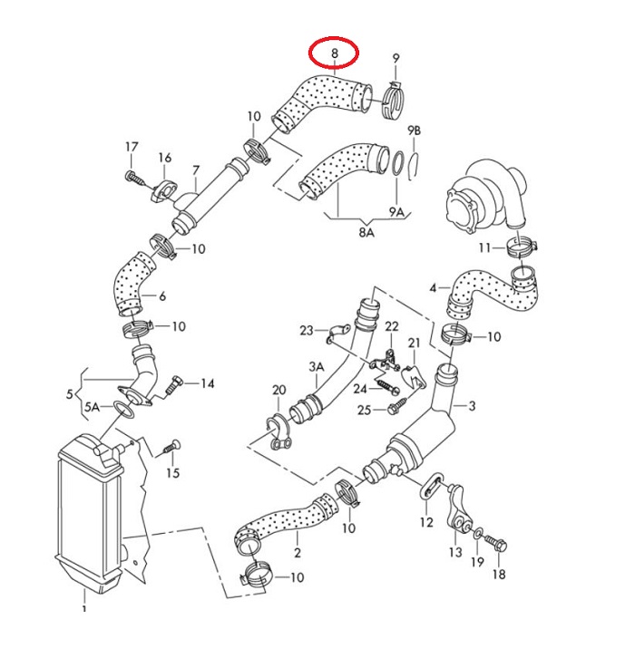 Furtun intercooler, supraalimentare Seat Cordoba 2002-2009, Ibiza 2002-2008; Skoda Fabia 2007-2015, Fabia 1999-2007, Roomster 2006-; Vw Fox 2005-, Polo 2005-2009, diametru 50 mm, cauciuc, scurt, RapidAuto 6913PT-1