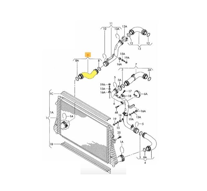 Furtun intercooler, supraalimentare, cauciuc, RapidAuto 9515PT-1