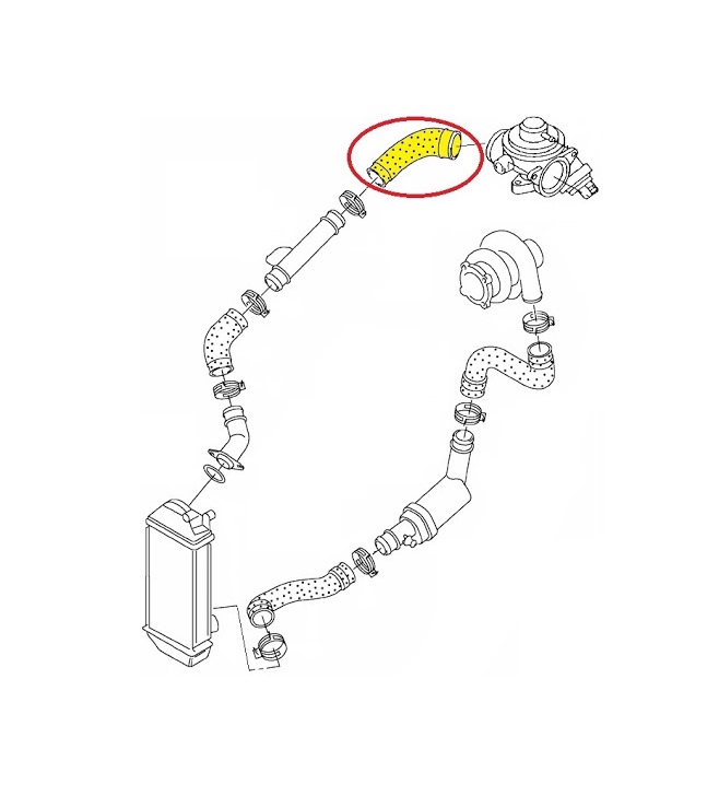 Furtun intercooler, supraalimentare Seat Cordoba 2002-2009, Ibiza 2002-2008; Skoda Fabia 2007-2015, Fabia 1999-2007, Roomster 2006-; Vw Polo 2001-2005, Polo 2005-2009, diametru 51 mm, cauciuc, RapidAuto 9526PT-1