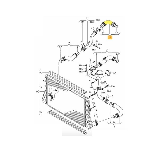 Furtun intercooler, supraalimentare, cauciuc, RapidAuto 9549PT-2