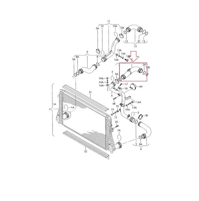 Furtun intercooler, supraalimentare, cauciuc, RapidAuto 9555PT-2