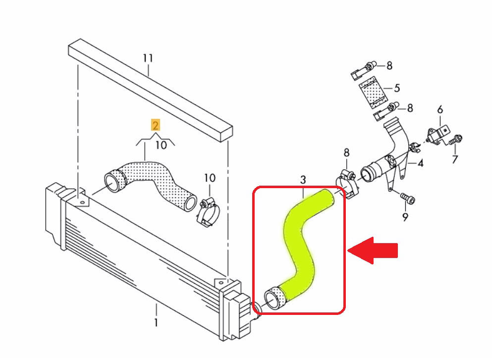 Furtun intercooler, supraalimentare Vw Crafter 2005-, cauciuc, RapidAuto 9572PT-1