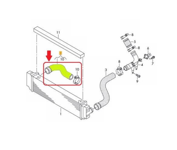 Furtun intercooler, supraalimentare Vw Crafter 2005-, diametru 54 mm, cauciuc, RapidAuto 9572PT-2